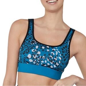 Cor Womens Blue Knit Fitness Running Sports Bra Athletic XS